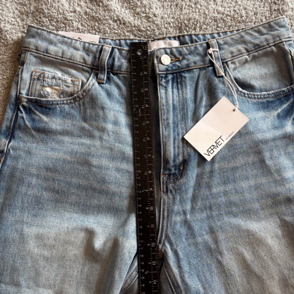 Vervet Crystal 90s Vintage High Rise Distressed Straight Leg Jeans Sz 30 Rip NWT - Picture 7 of 8